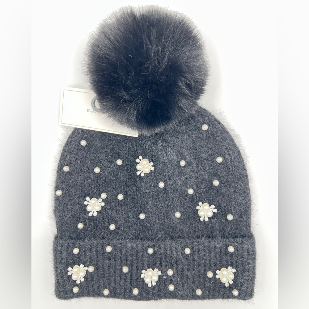Pearl Rhinestone Embellished Sweater Beanie NWT